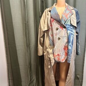 Stylish Beige and Multicolor Women's Trench Coat